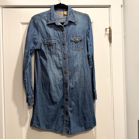 Vintage Wrangler Blue Denim Shirt Dress Western Cowgirl Festival Rodeo Y2K - Picture 7 of 12